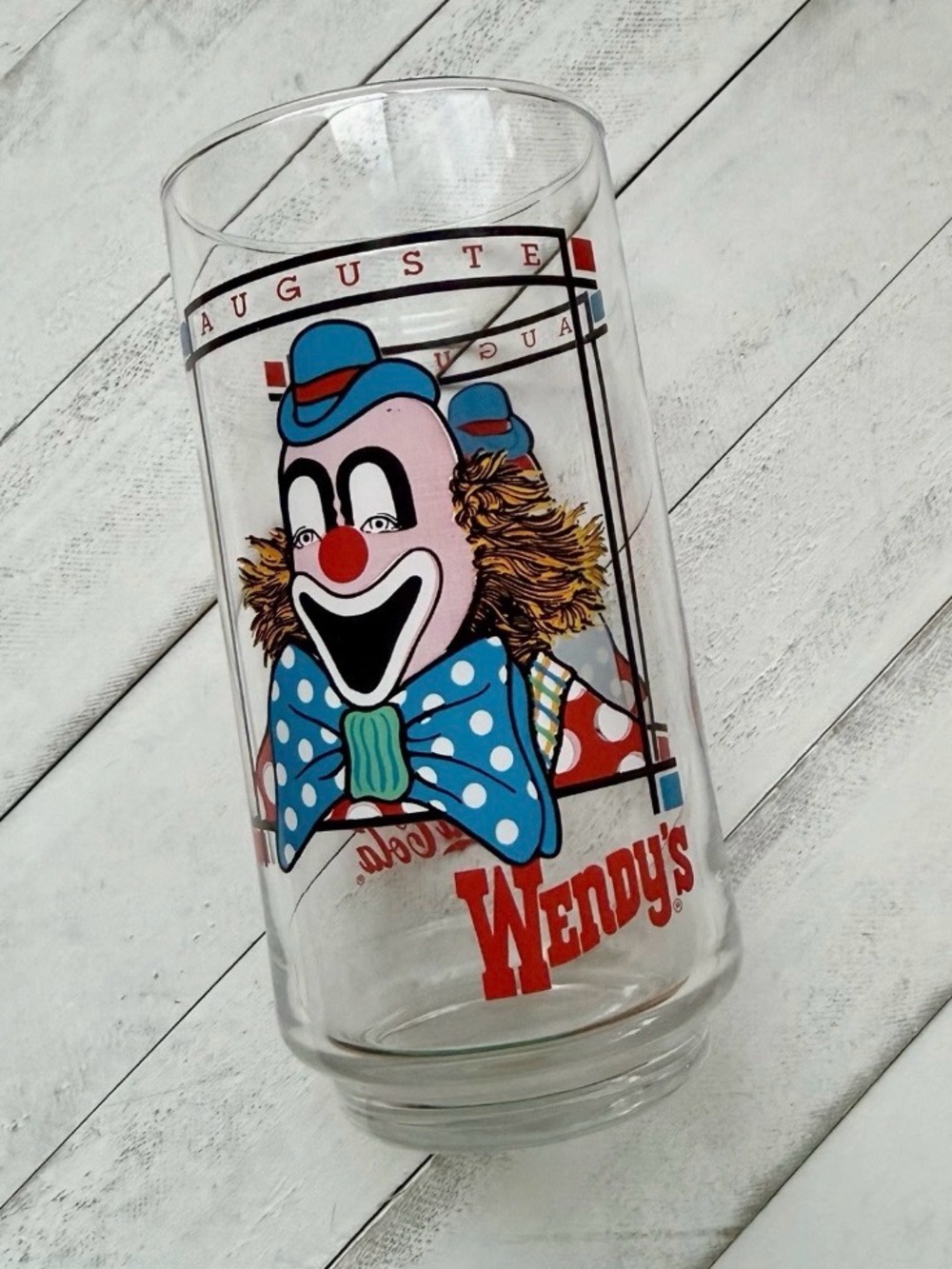 Vintage 1970s‎ Wendys Coca Cola Clown Glass Auguste Rare Fast Food Promo Tumbler